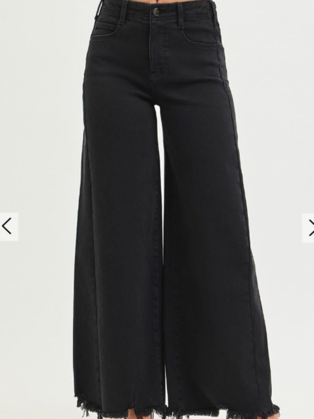 Risen Jeans Tummy control high rise Palazzo leg with frayed hem Jeans Black